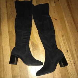 Zara Black Suede Over-the-Knee Boots